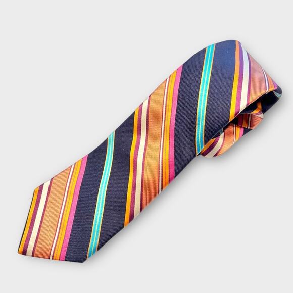 TED BAKER Spring Striped Multicolor Men's Silk Tie - Picture 2 of 5